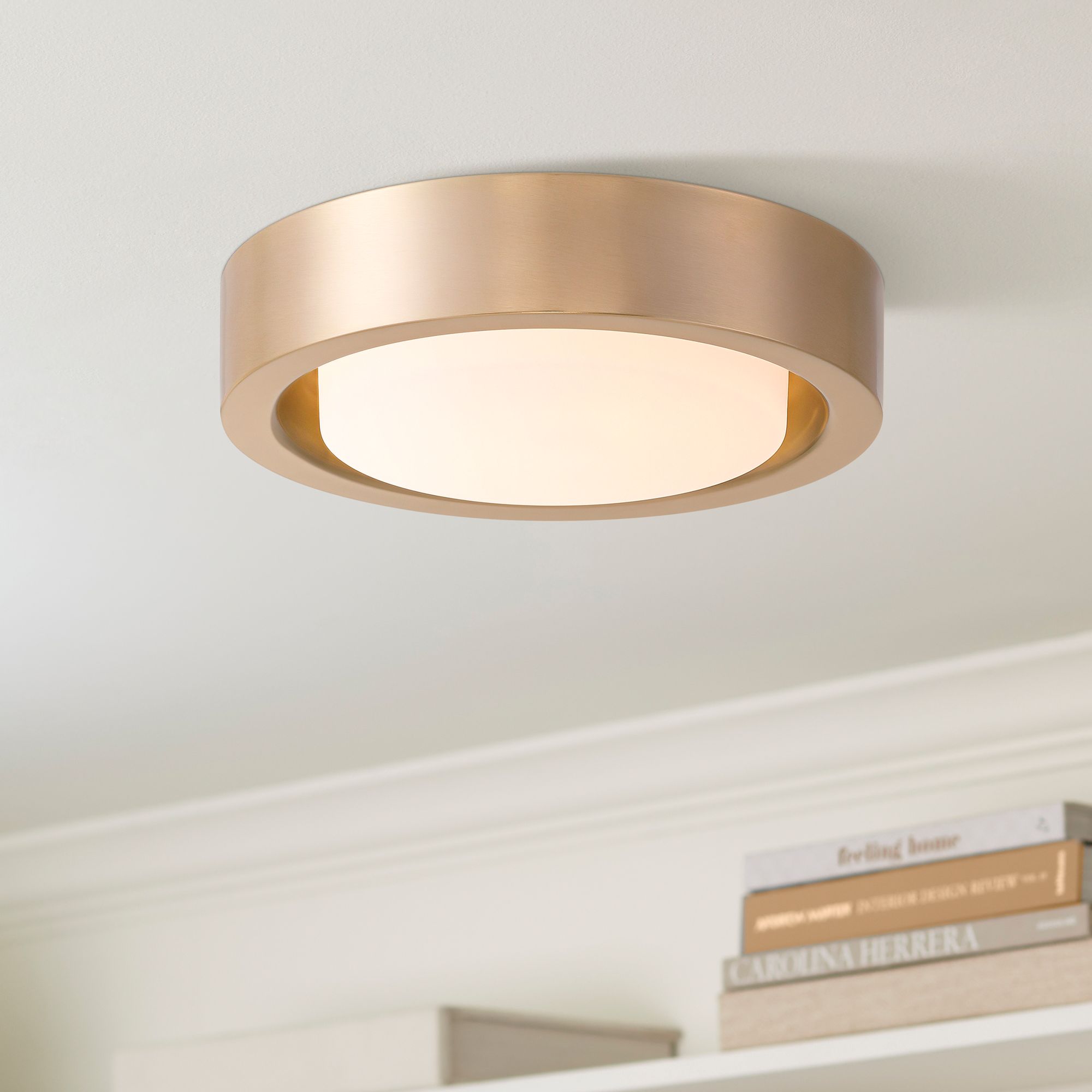 Image 1 360 Lighting Jayson 12 3/4" Wide Modern Satin Bronze LED Ceiling Light in scene