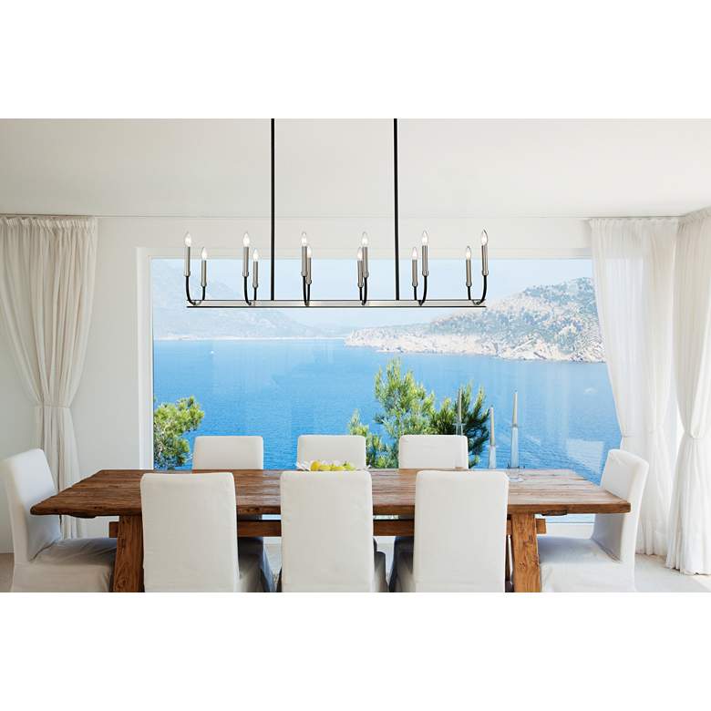 Image 1 Haylie 56" Wide Black and Nickel 12-Light Island Chandelier in scene
