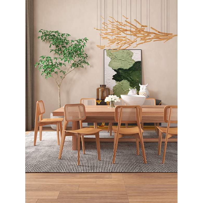 Image 1 Versailles Matte Nature Wood and Cane Dining Chairs Set of 4 in scene