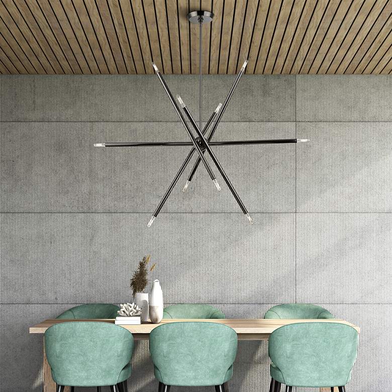 Image 1 Soho 40 1/2" Wide Black Chrome 10-Light Linear Chandelier in scene