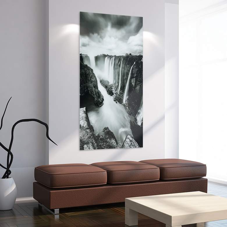 Image 1 The Falls 72" High Free Floating Tempered Art Glass Wall Art in scene