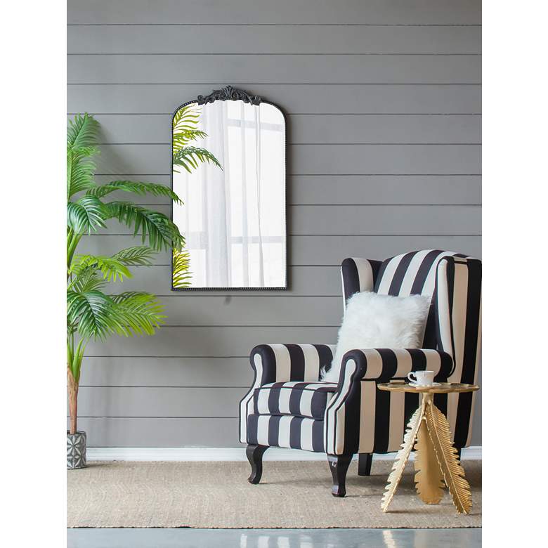 Image 1 Baroque Inspired 24" x 41 3/4" Black Arched Wall Mirror in scene