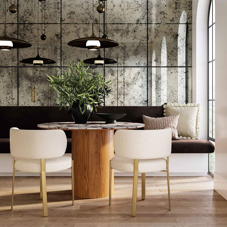 Image 1 TOV Tamara 47" Wide Marble Natural Ash Wood Round Dinette Table in scene