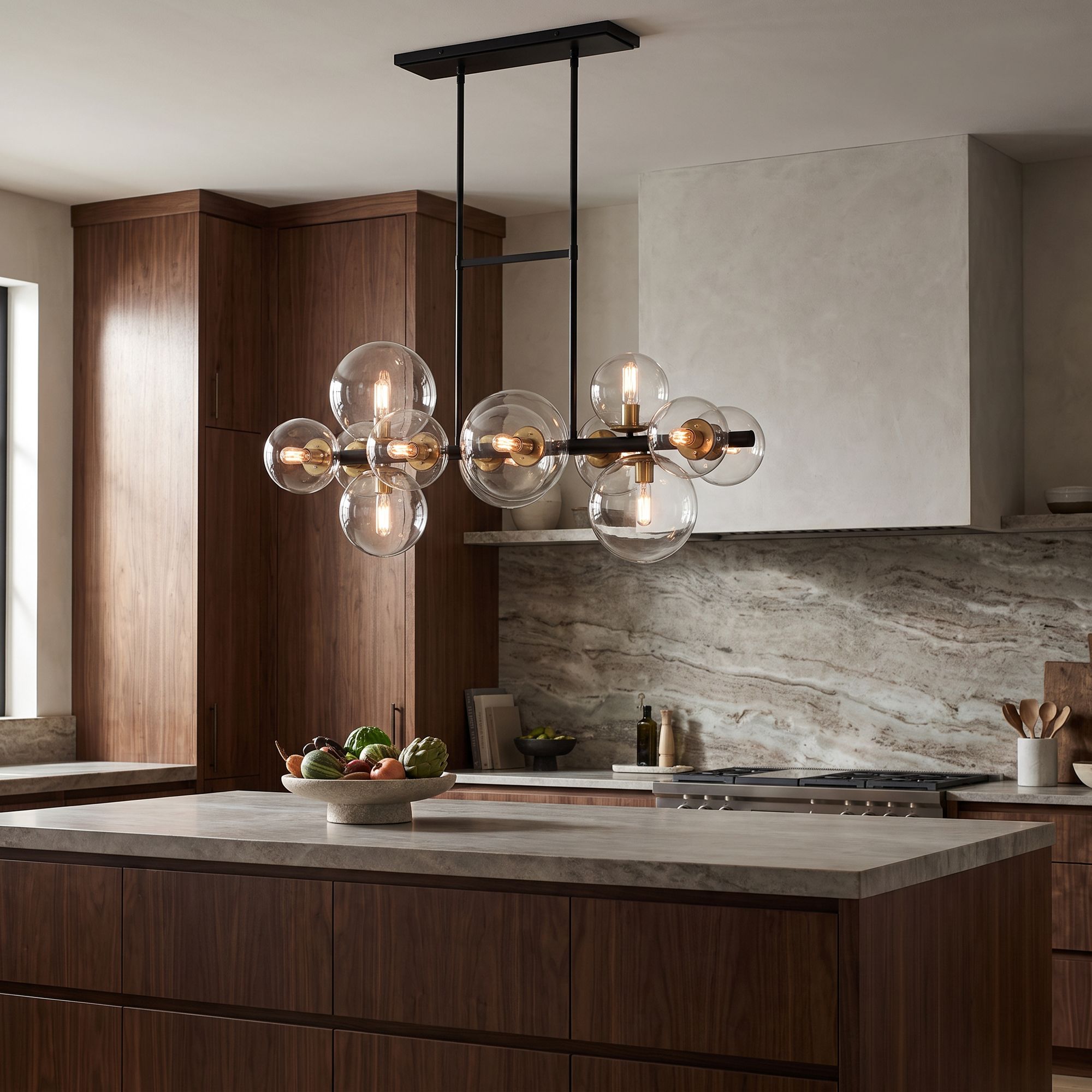 Watch A Video About the Vasa Matte Black Soft Gold 12 Light Island Chandelier