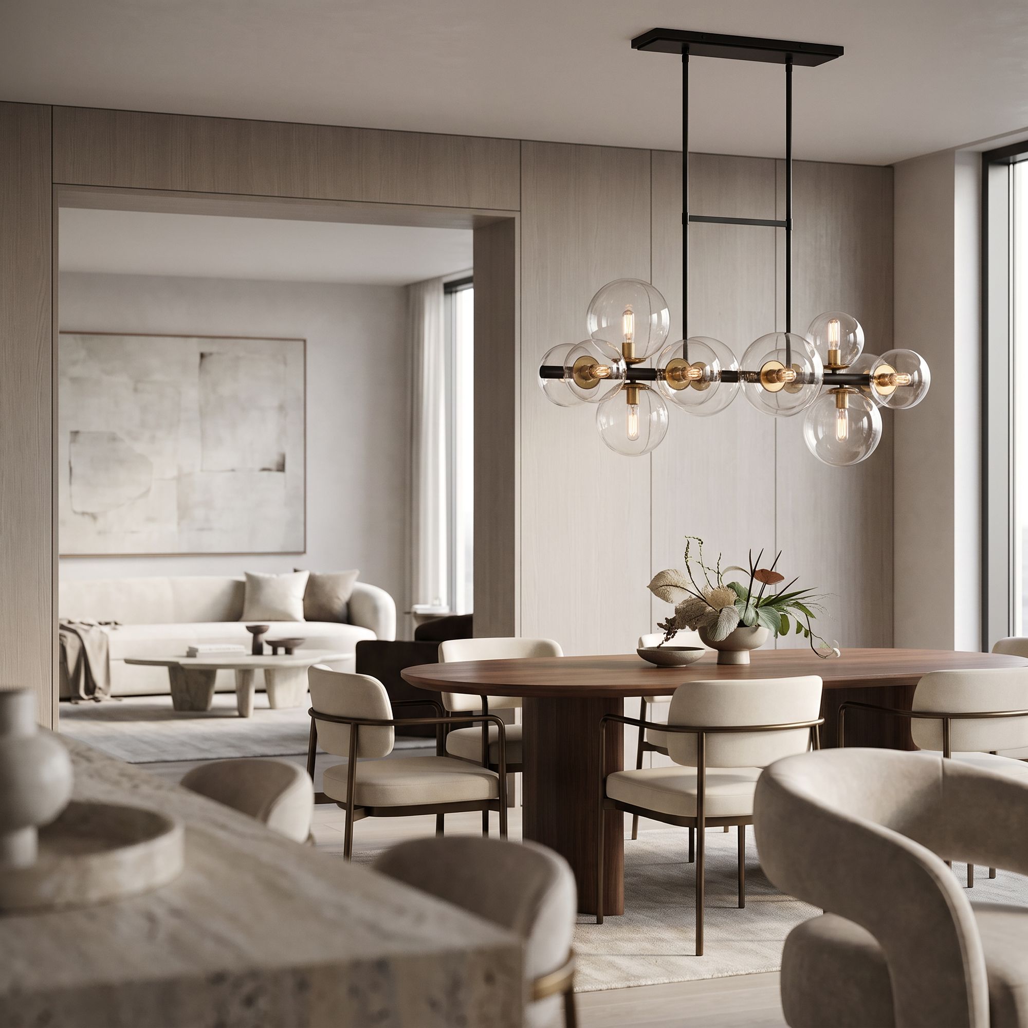 Watch A Video About the Vasa Matte Black Soft Gold 12 Light Island Chandelier