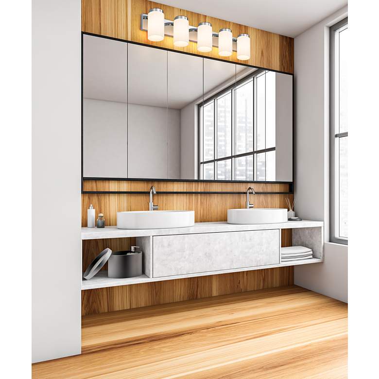 Image 1 Burk 38" Wide Chrome 5-Light Vanity Bath Light in scene