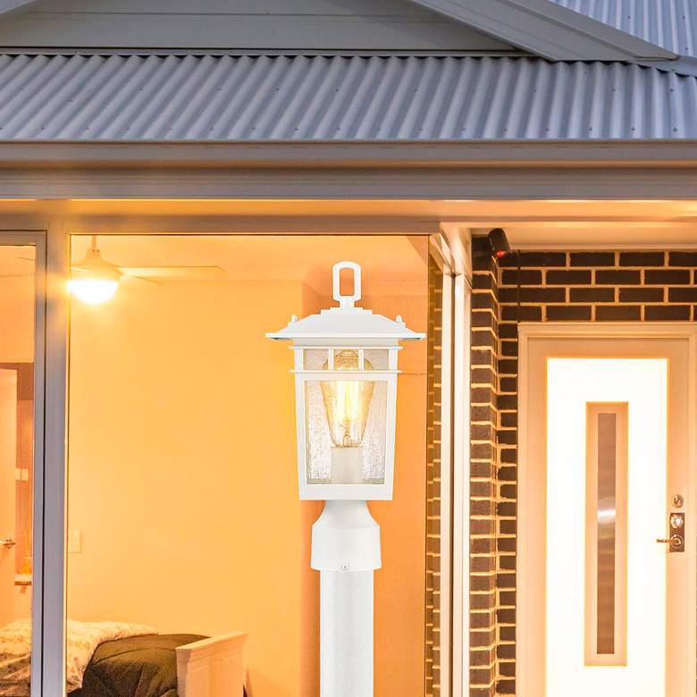 Image 1 Cove Neck Outdoor Small Post Lantern; 1 Light; White Finish in scene