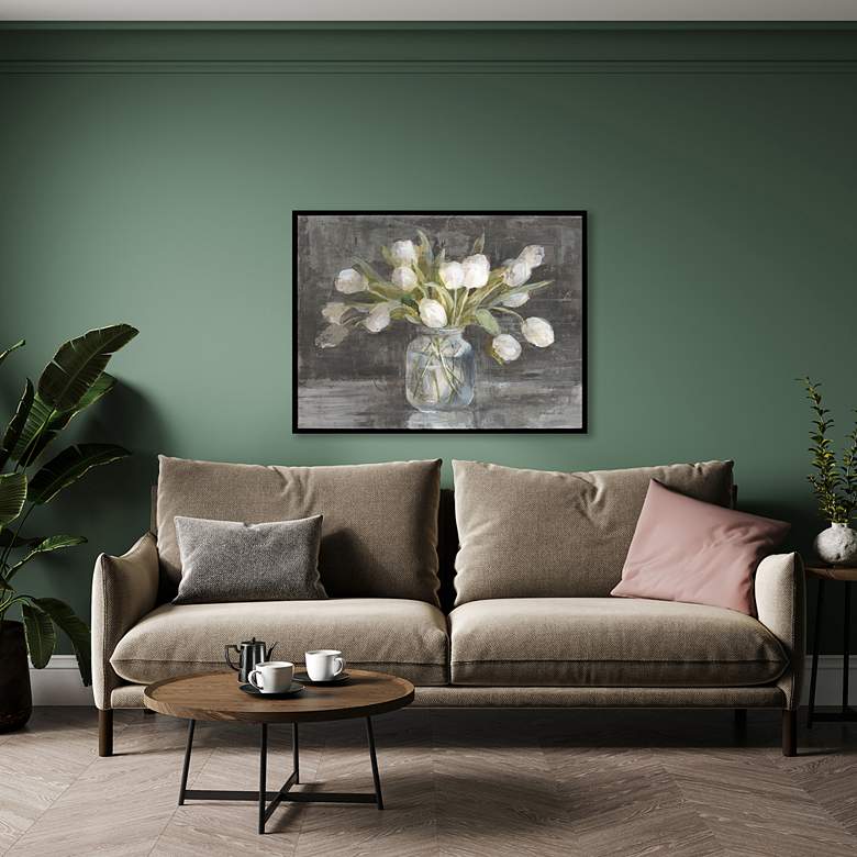 Image 1 April Tulips 49" High Giclee Framed Canvas Wall Art in scene