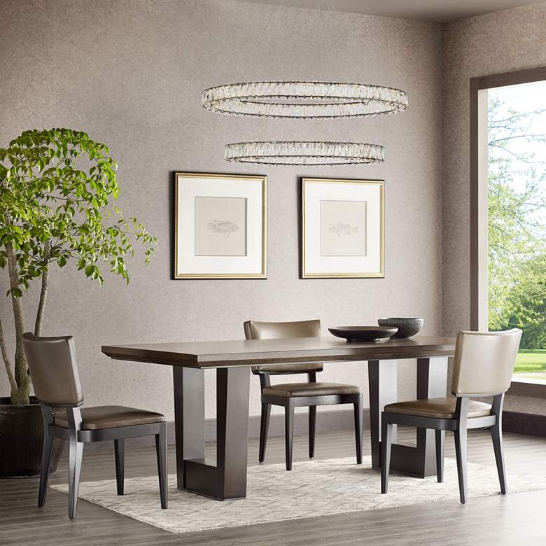 Image 1 Monroe 40" Wide Black Crystal LED Double Oval Pendant Light in scene