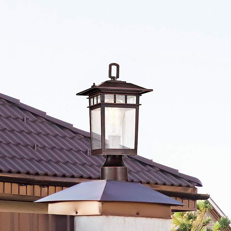 Image 1 Cove Neck Outdoor Small Post Lantern; 1 Light; Rustic Bronze in scene