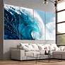 1_Blue Wave 114"W Tempered Glass 4-Piece Graphic Wall Art Set in scene