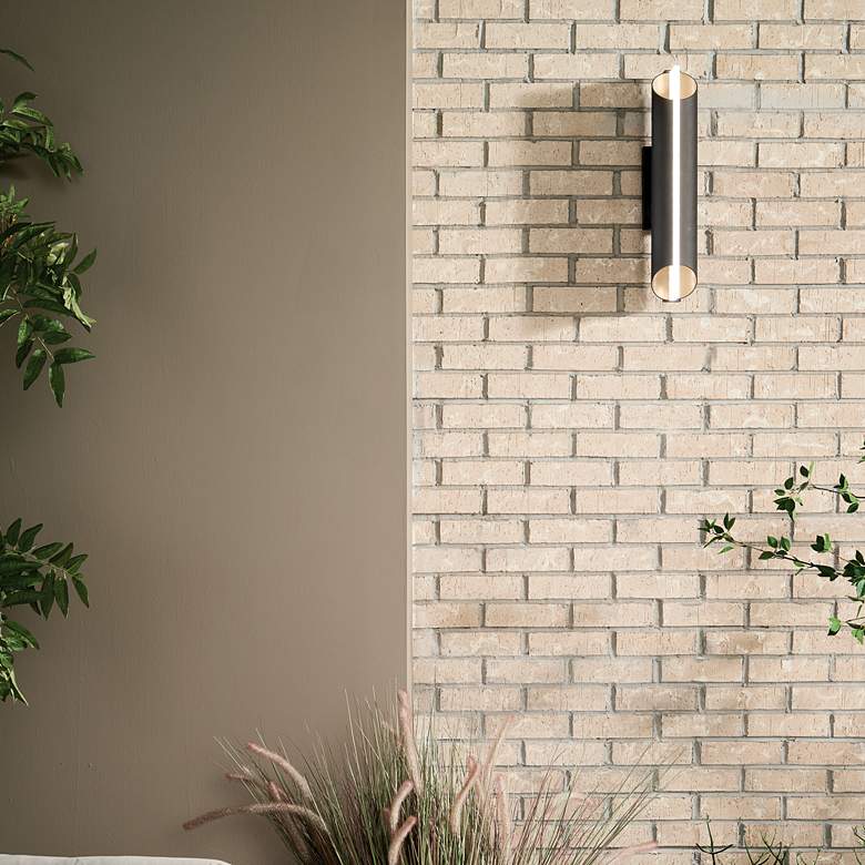 Image 1 Kichler Astalis 20 3/4" High Black LED Outdoor Wall Light in scene