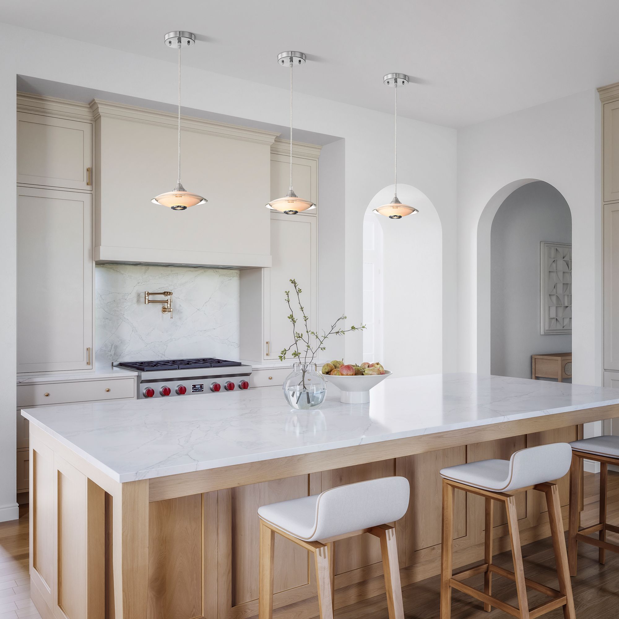 Image 1 Possini Euro Saucer 8" Wide Nickel and Glass LED Modern Mini Pendant in scene