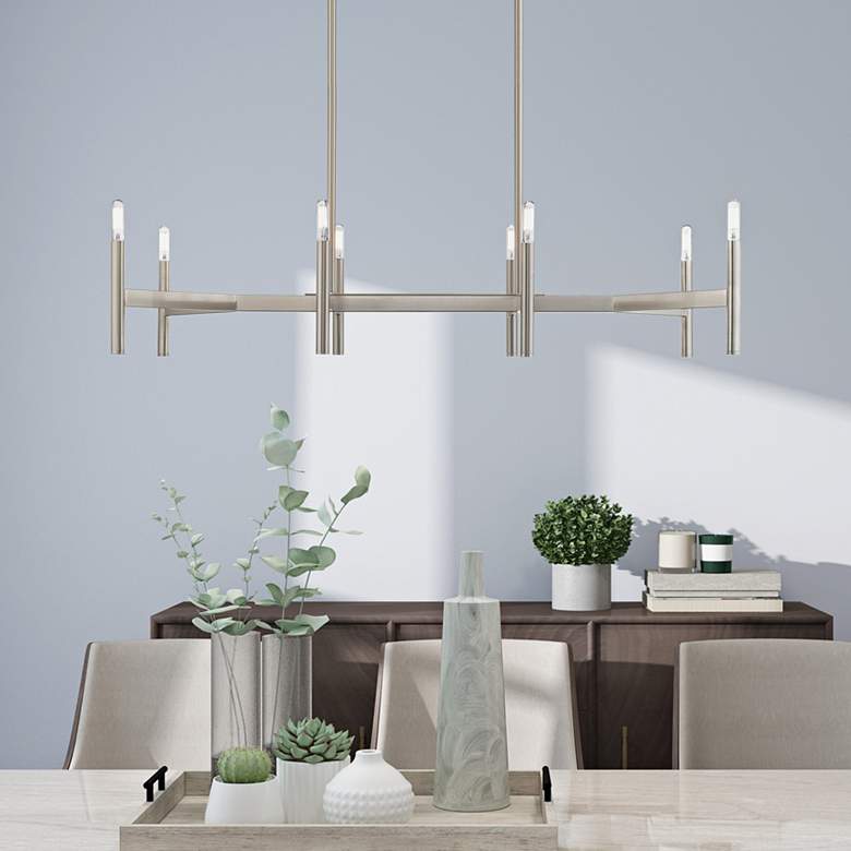 Image 1 Copenhagen 40" Wide Brushed Nickel 8-Light Linear Pendant in scene