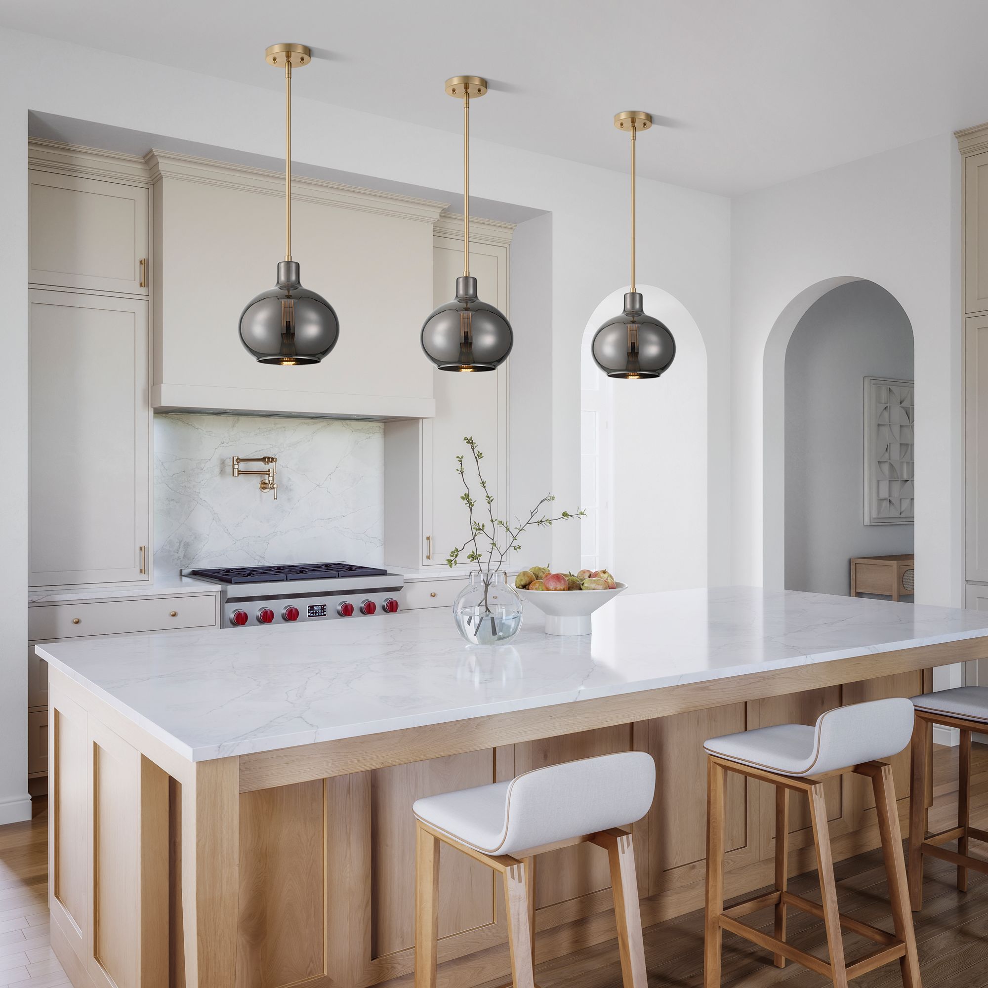 Image 1 Partridge 9 1/2" Wide Black Chrome Glass Mini Pendant Set of 3 in scene