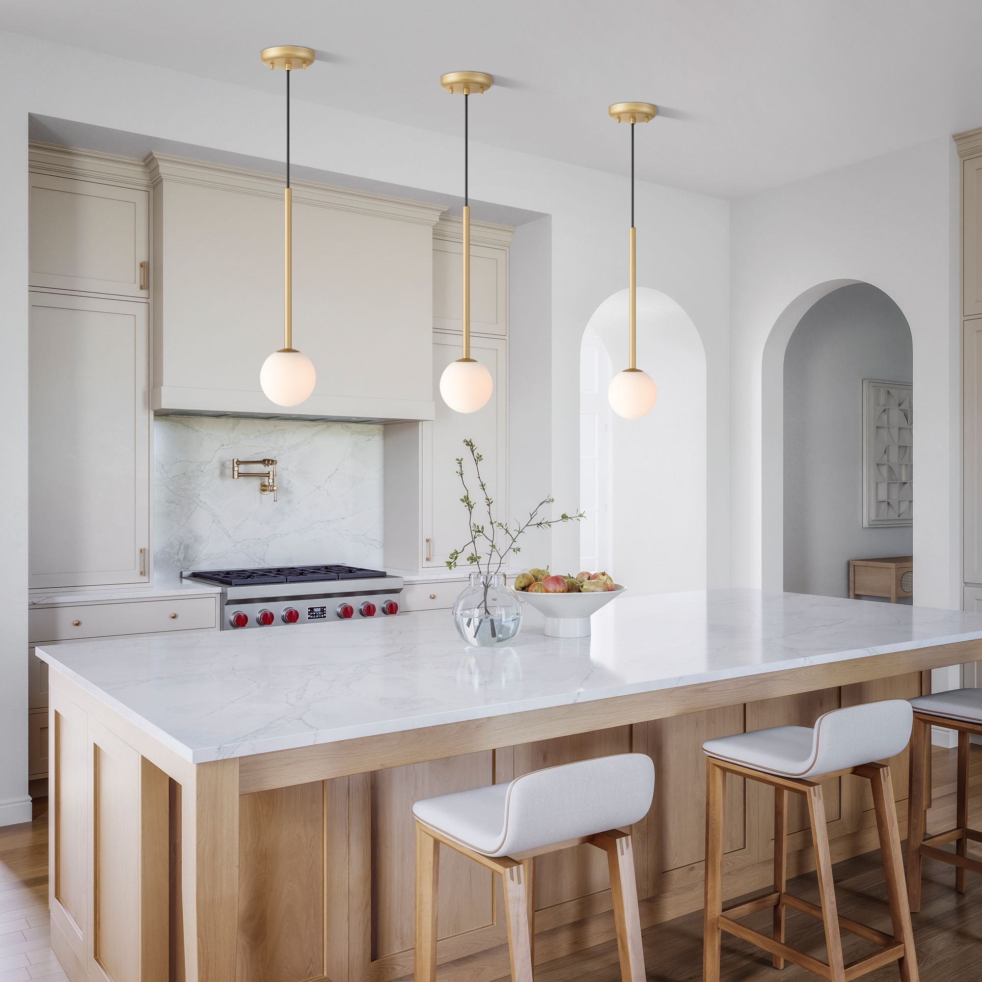 Possini Euro Eclipse 4 3/4" Wide Gold and White Glass LED Mini Pendant in scene