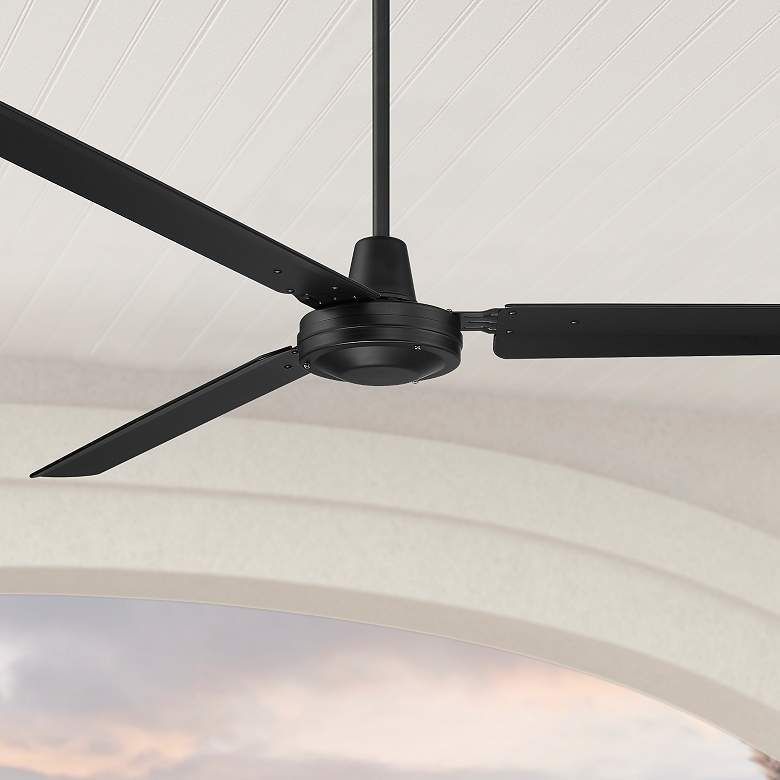 Image 1 72" Casa Vieja Velocity Matte Black Damp Modern Fan with Wall Control in scene