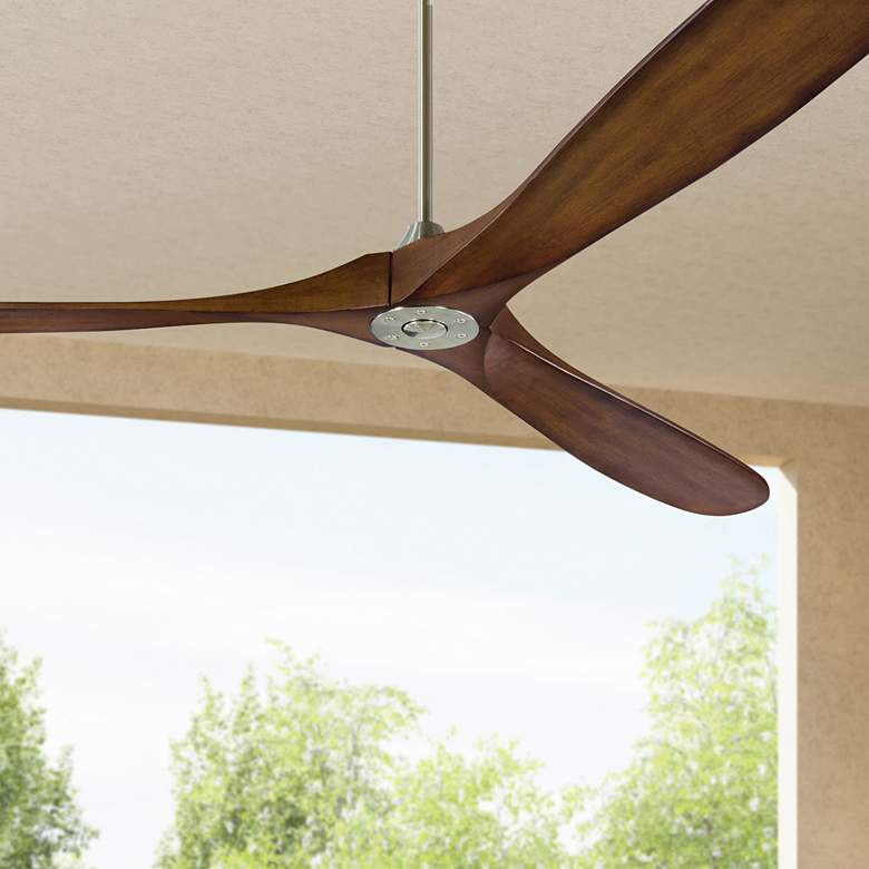 Image 1 88" Visual Comfort Maverick Koa Damp Rated Large Fan with Remote