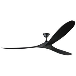 88" Visual Comfort Maverick Max Black Damp Ceiling Fan with Remote