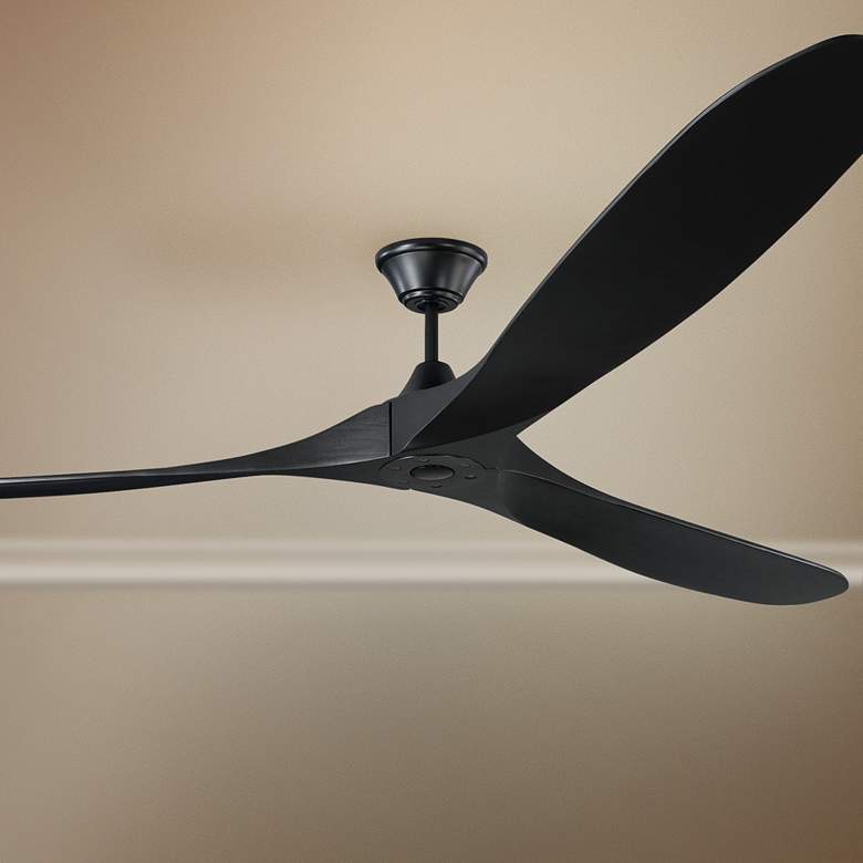 Image 1 88" Visual Comfort Maverick Max Black Damp Ceiling Fan with Remote