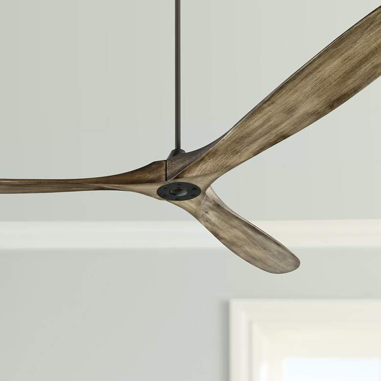 Image 1 88" Visual Comfort Maverick Max Pewter Damp Ceiling Fan with Remote