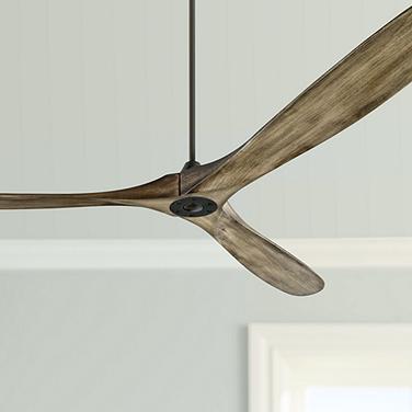88" Visual Comfort Maverick Max Pewter Damp Ceiling Fan with Remote