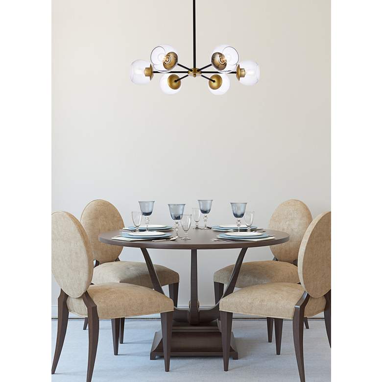 Image 1 Briggs 30" Wide Black Brass Iron 6-Light Globe Pendant in scene