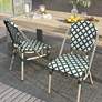 Mergantza Green White Wicker Patio Dining Chairs Set of 2 in scene