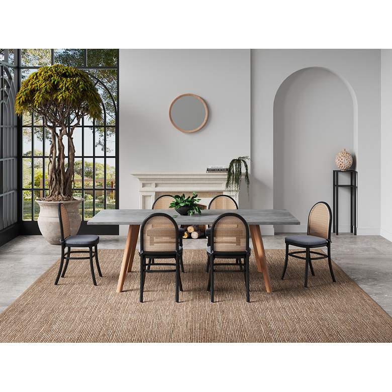 Image 1 Paragon Matte Black Wood Natural Cane Dining Chairs Set of 4 in scene
