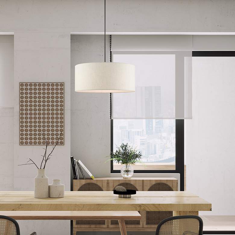 Image 1 Meadow 18" Wide English Bronze Drum Pendant Light in scene
