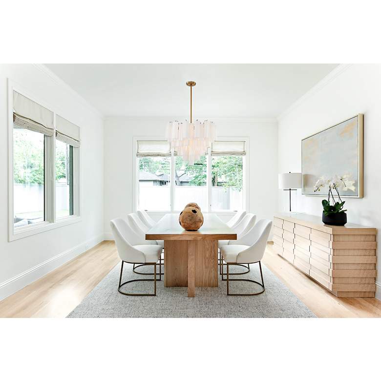Image 1 Addis 26 3/4"W Aged Brass 12-Light Chandelier w/ White Glass in scene