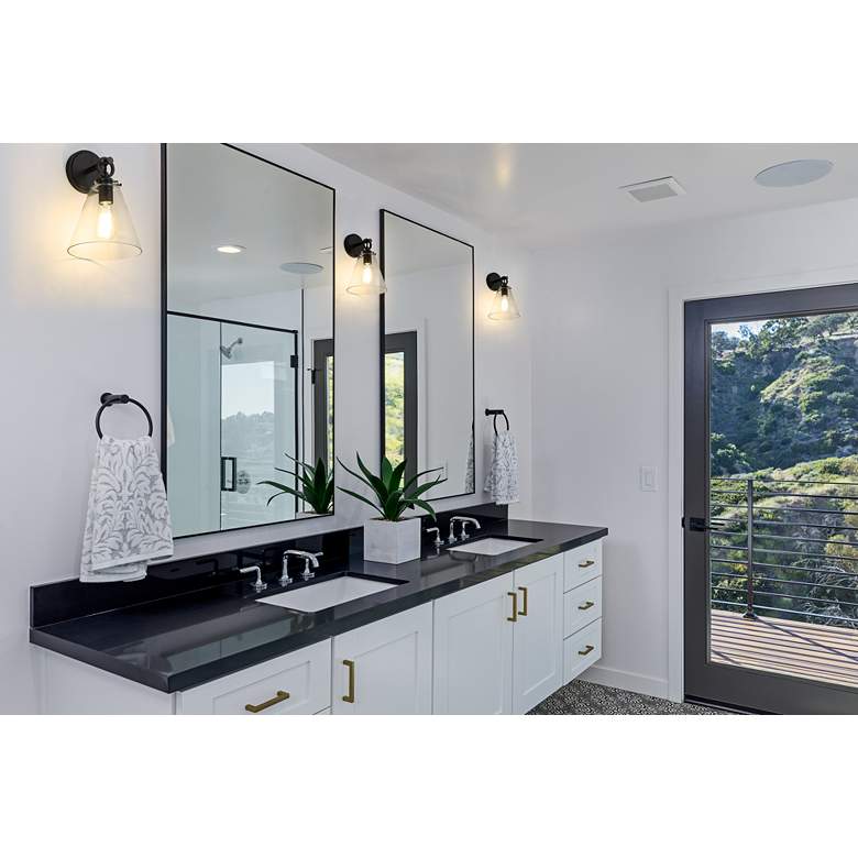 Image 1 Harper 12 1/4" High Matte Black Wall Sconce in scene