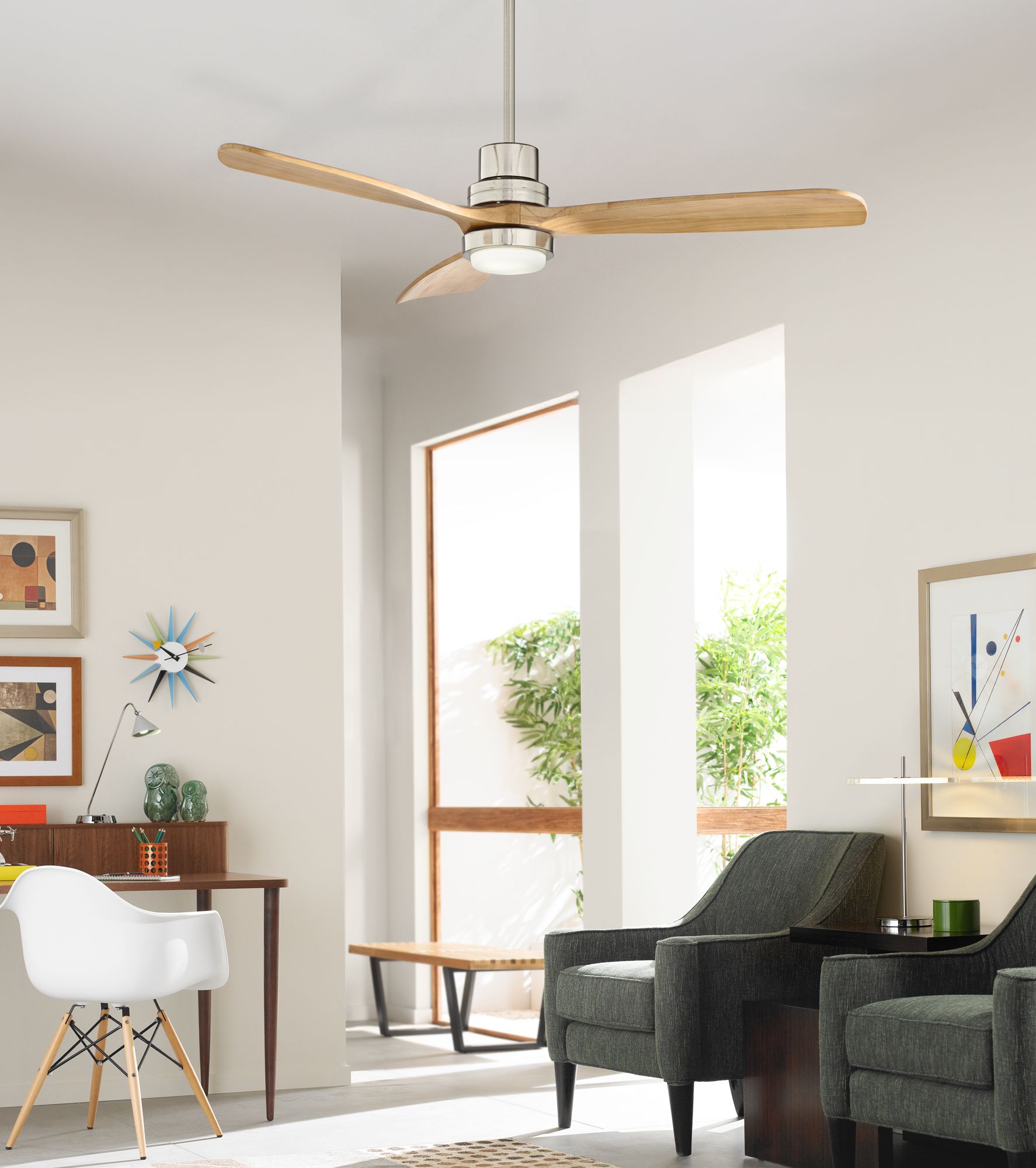 52" Casa Delta DC Brushed Nickel CCT LED Ceiling Fan with Remote in scene