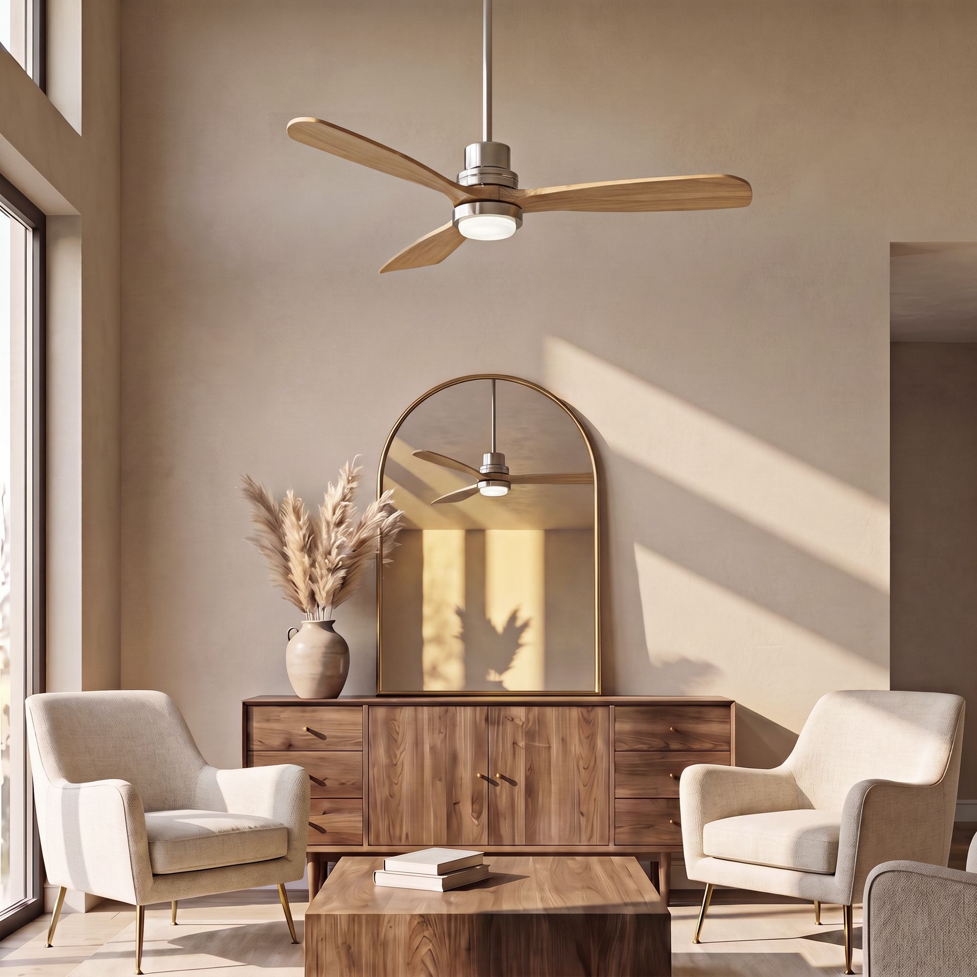 Image 1 52" Casa Delta DC Brushed Nickel CCT LED Ceiling Fan with Remote in scene