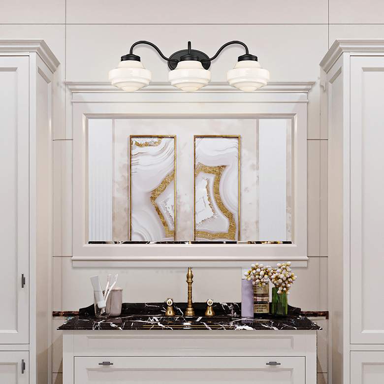 Image 1 Ingalls 27 1/2" Wide Matte Black 3-Light Vanity Bath Light in scene