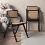 1_Lambinet Black Wood and Cane Folding Dining Chairs Set of 4 in scene
