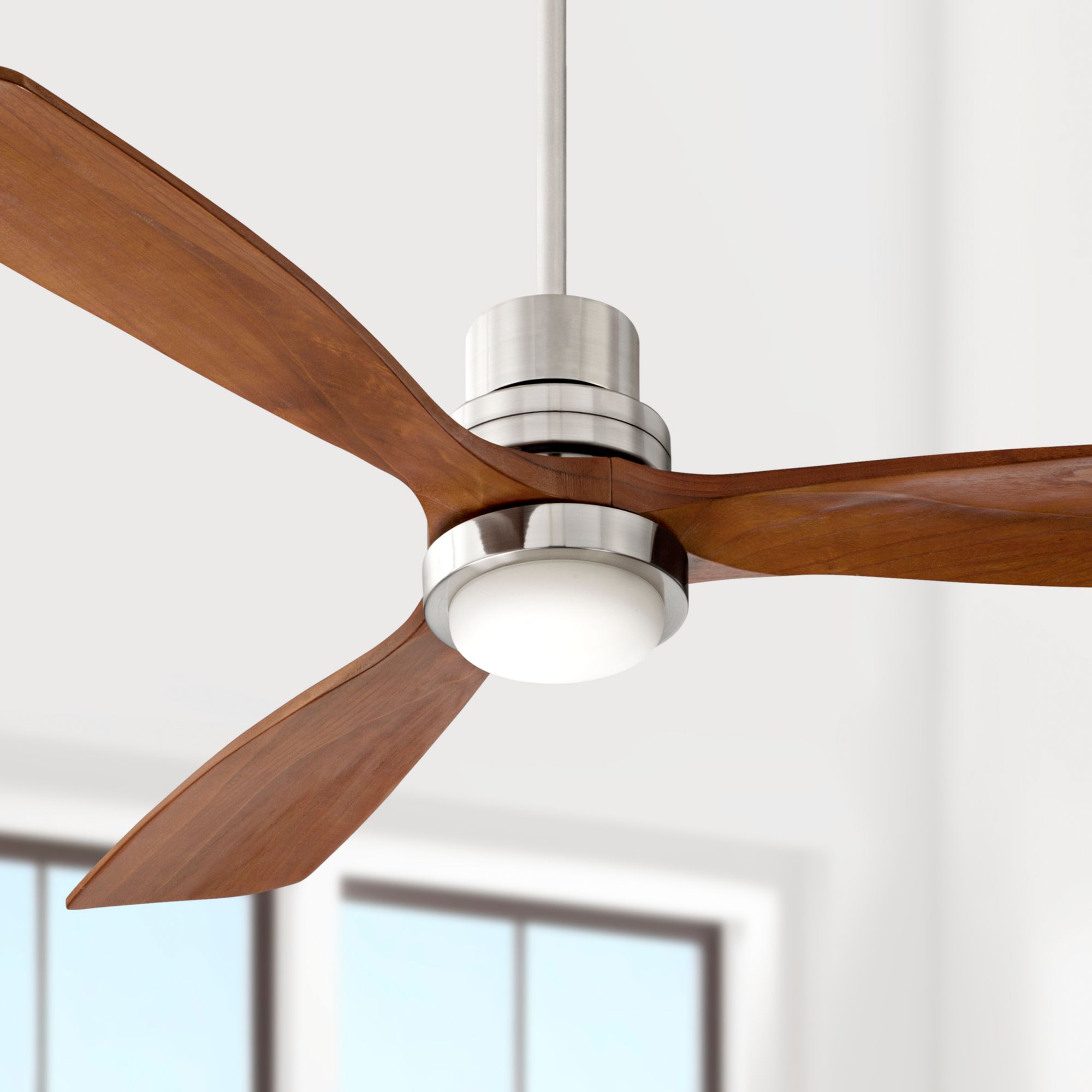 52" Casa Delta DC Brushed Nickel CCT LED Ceiling Fan with Remote in scene