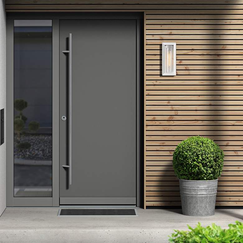 Image 1 Smyth 6" Wide Outdoor Wall Light in Natural White with Seeded Glass in scene