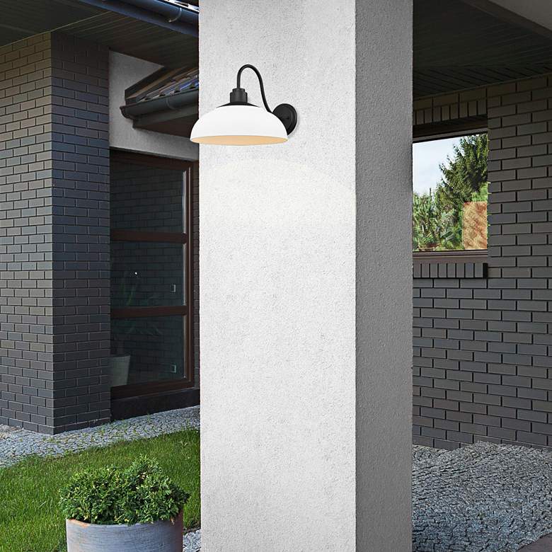 Image 1 Levitt 11 3/4" High Natural Black Outdoor Wall Light in scene