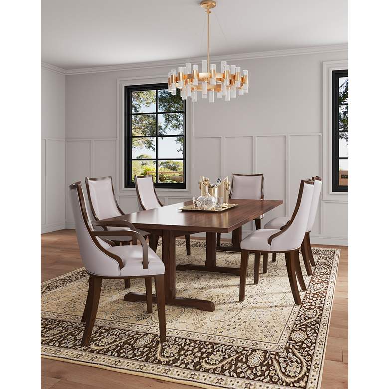 Image 1 Grand Light Gray Faux Leather Dining Armchair in scene