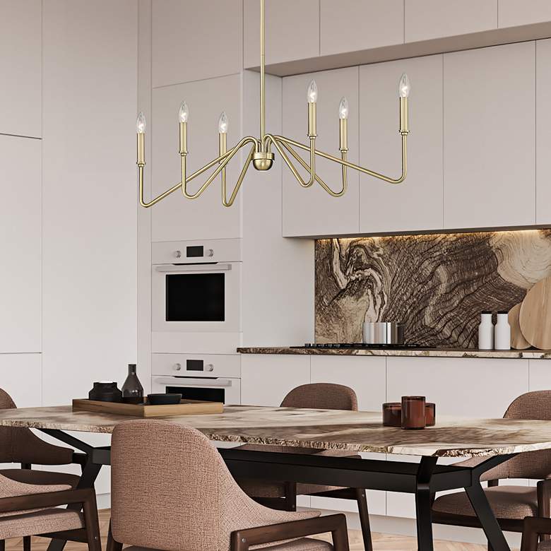 Image 1 Kennedy 36 3/4"W Brushed Champagne Bronze 6-Light Chandelier in scene