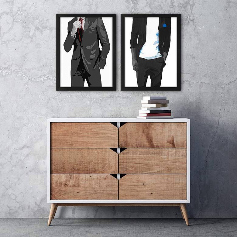 Image 1 Mr. Right 30" High 2-Piece Giclee Framed Wall Art Set in scene