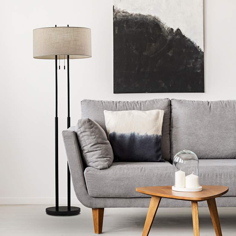 Image 1 Duet Antique Bronze Floor Lamp in scene