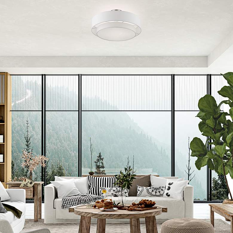 Image 1 Meridian 22" Wide Brushed Nickel Double Layer Ceiling Light in scene