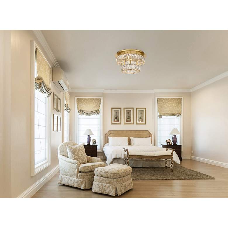Image 1 Monroe 17 3/4" Wide Gold and Clear Crystal LED Ceiling Light in scene