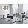 1_Caesar 33 1/2" Wide Black Metal Clear Glass Rectangular Desk in scene