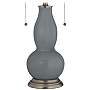 Color Plus Gourd White and Software Gray Glass Table Lamp