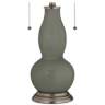 Pewter Green Gourd-Shaped Table Lamp with Alabaster Shade