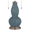 Smoky Blue Gourd-Shaped Table Lamp with Alabaster Shade