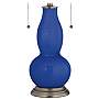 Dazzling Blue Gourd-Shaped Table Lamp with Alabaster Shade